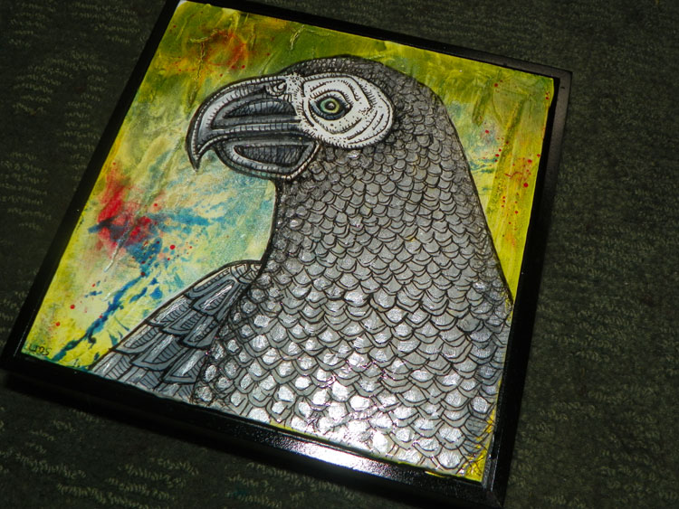 african grey parrot art
