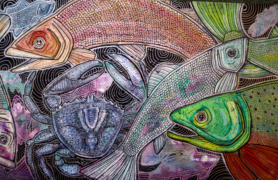 fish and crab art