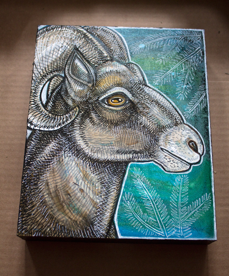 big horn ram sheep art