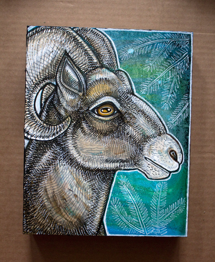 big horn ram sheep art