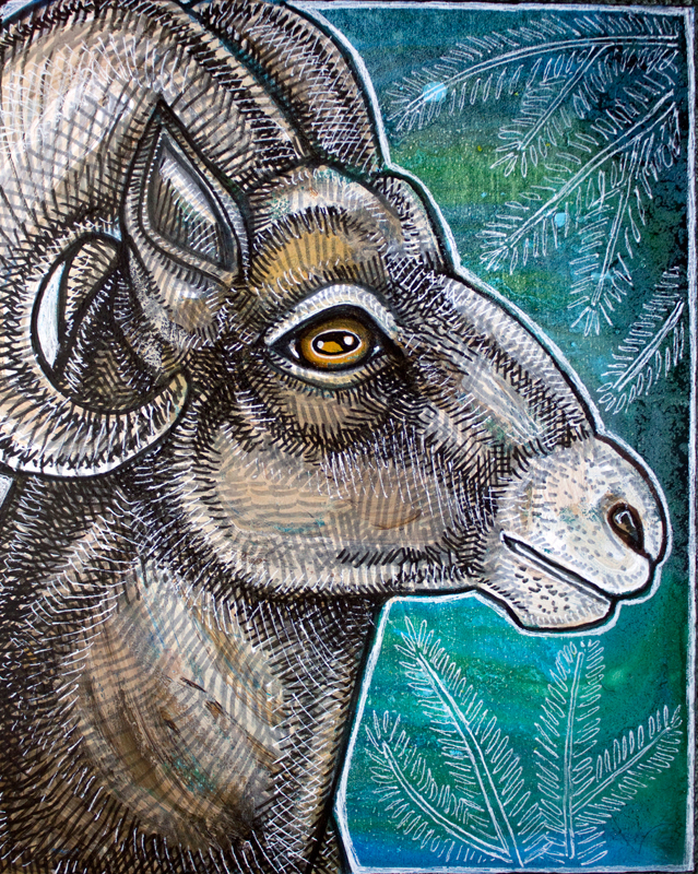big horn ram sheep art