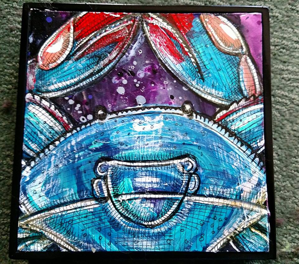 blue crab mini painting