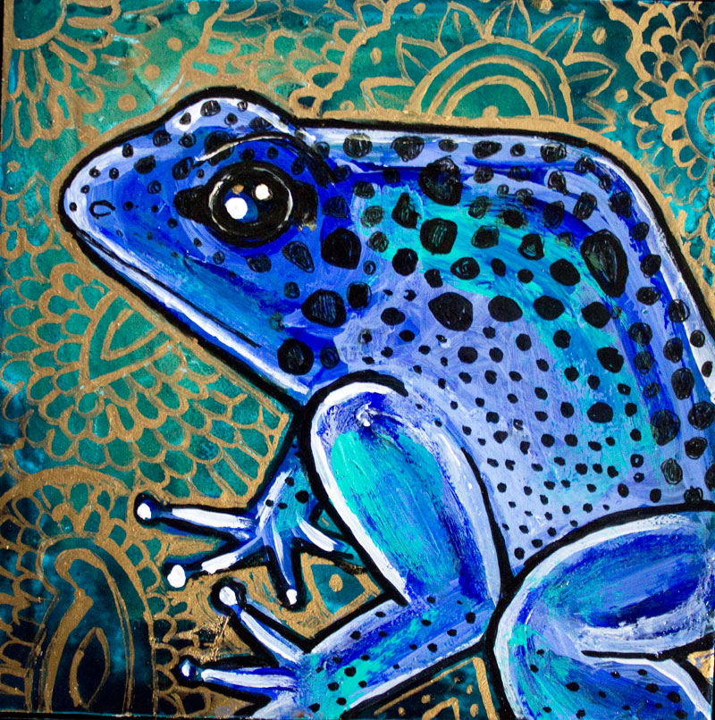 blue poison dart frog art