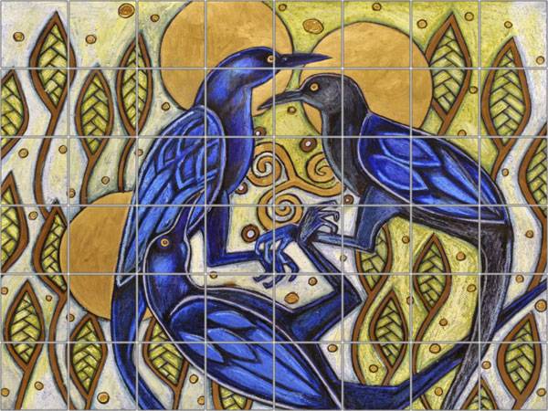 Three Ravens Tile Art Mural