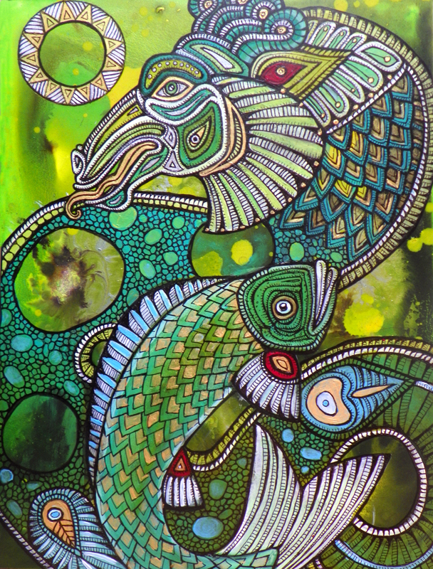 dragon and koi painting