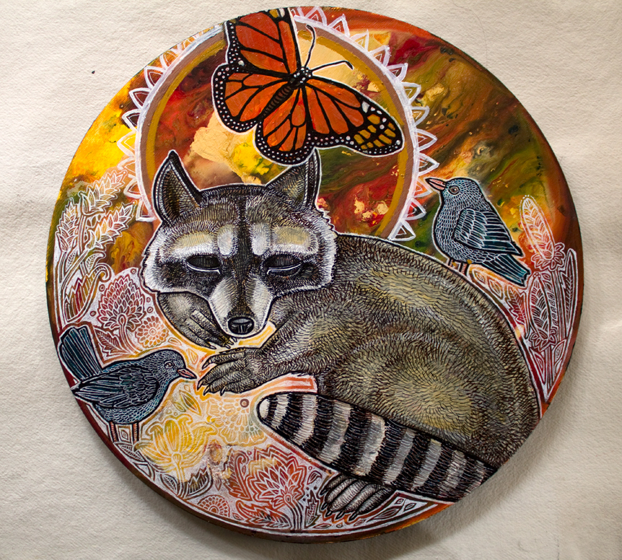 raccoon wildlife art