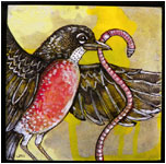 miniature robin  painting