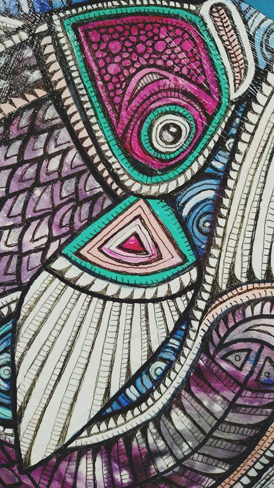 tribal fish painted box