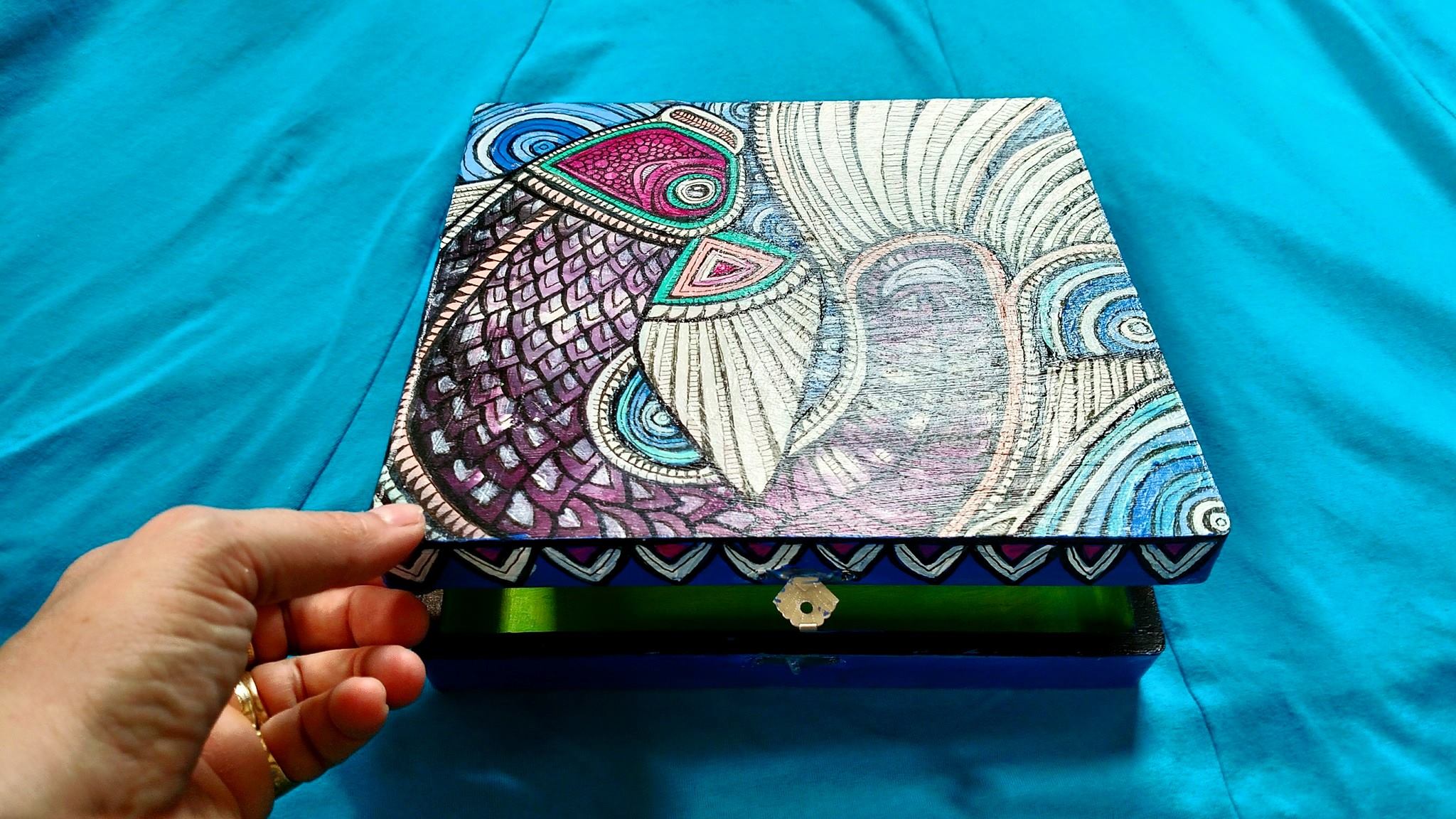 tribal fish painted box