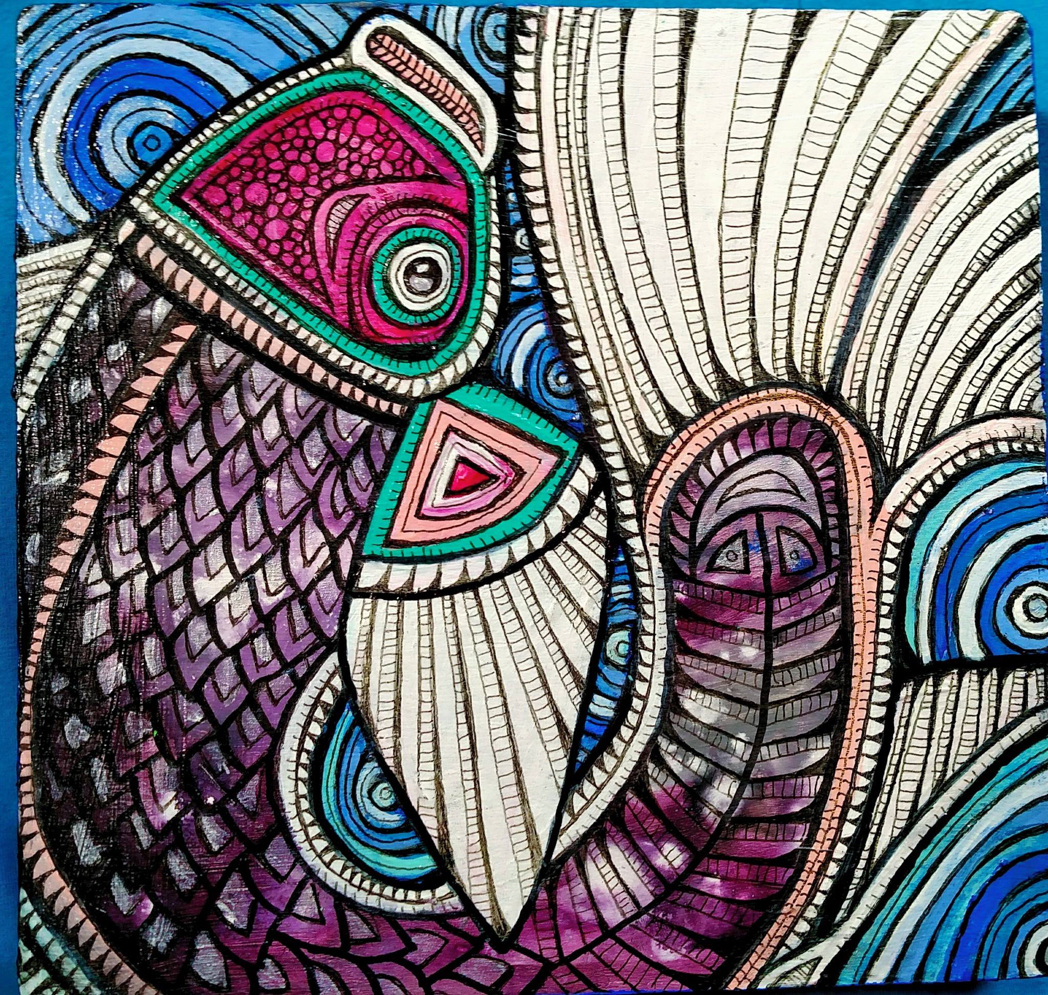 tribal fish painted box