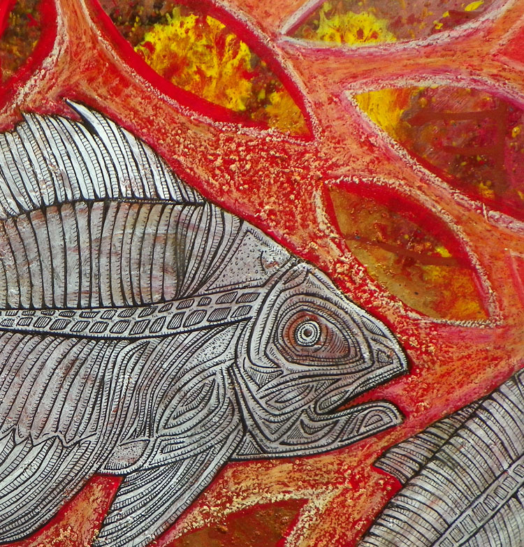 fossil fish painting