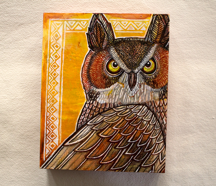 great horned owl art