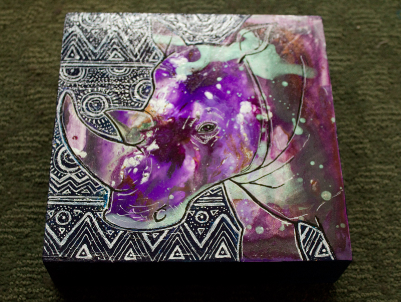 rhino african animal art