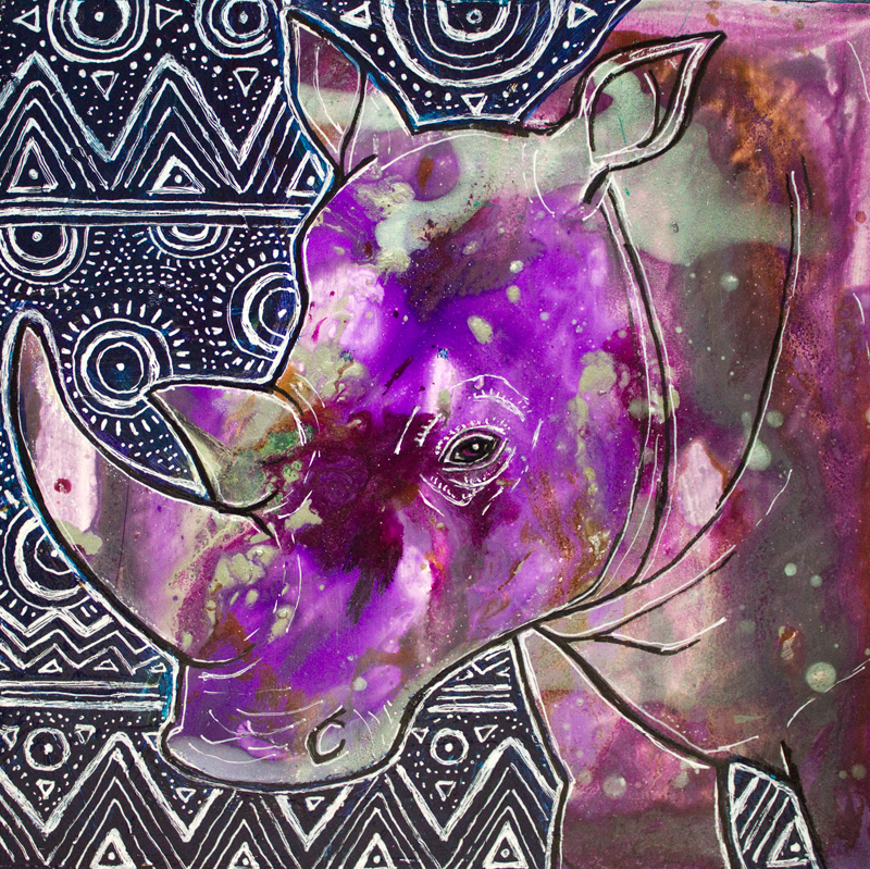 rhino african animal art