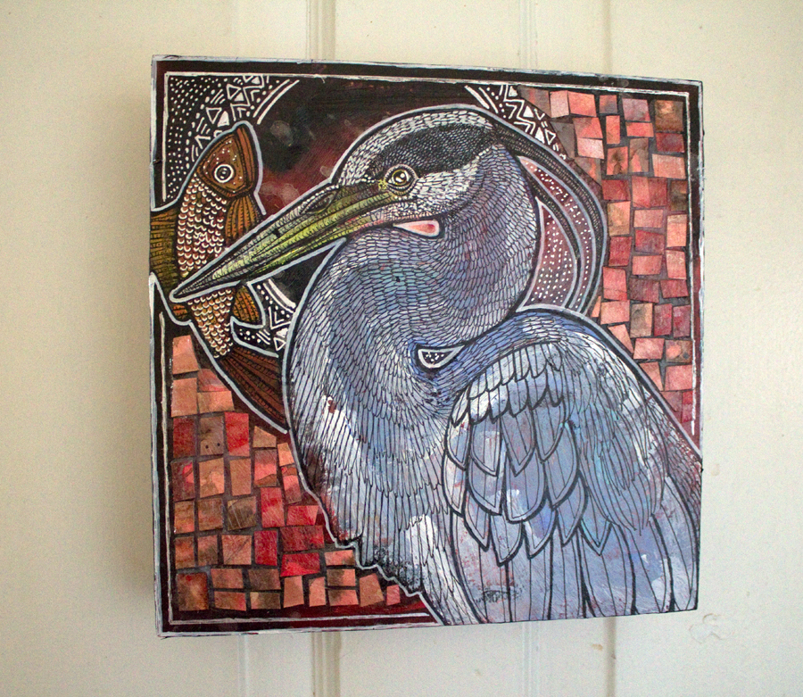 great blue heron art