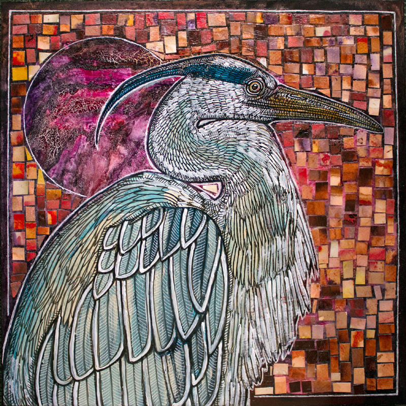 great blue heron art
