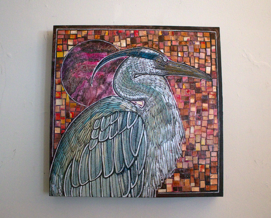 great blue heron art
