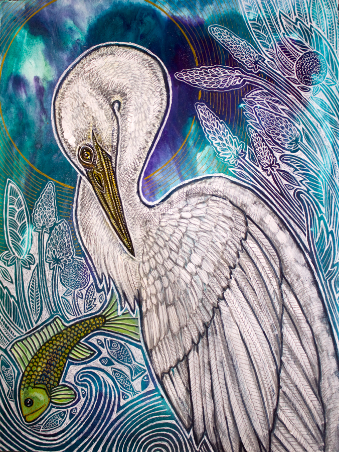 egret bird art