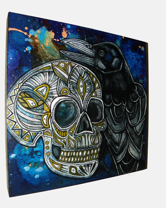 gothic crow and skull art