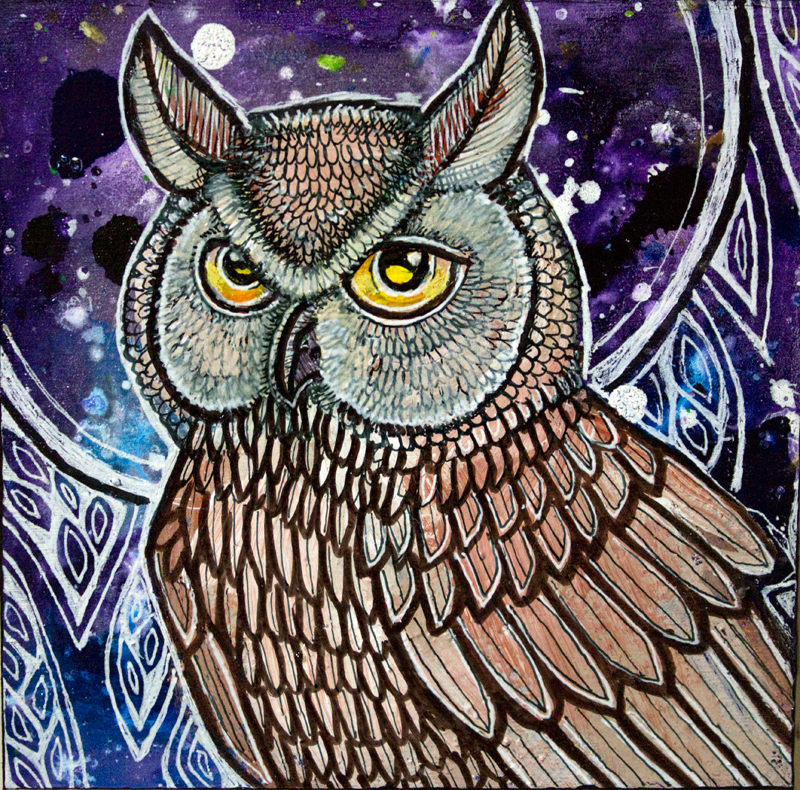 great horned owl art