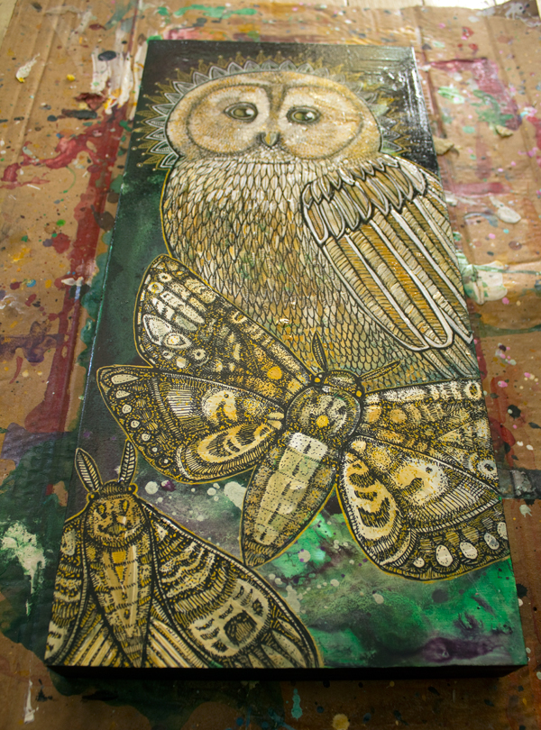 owl and moth art