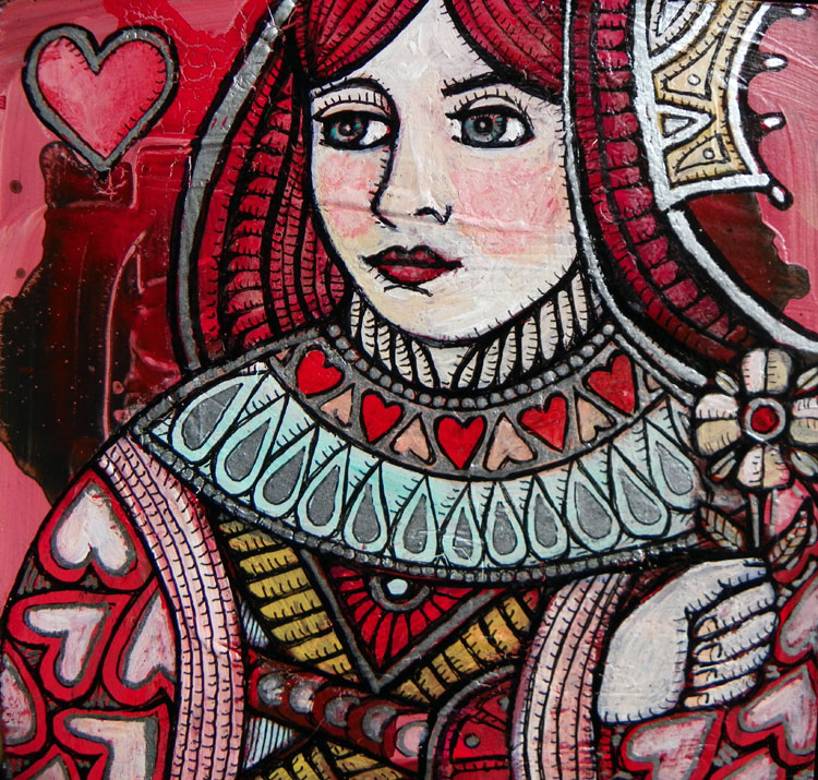 Queen of Hearts miniature painting by Lynnette Shelley