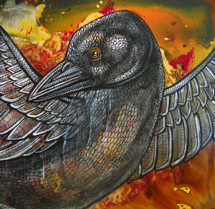 crow raven corvid painting