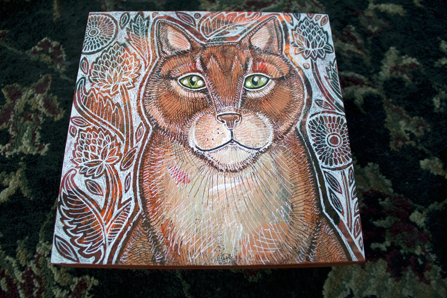 red tabby cat art