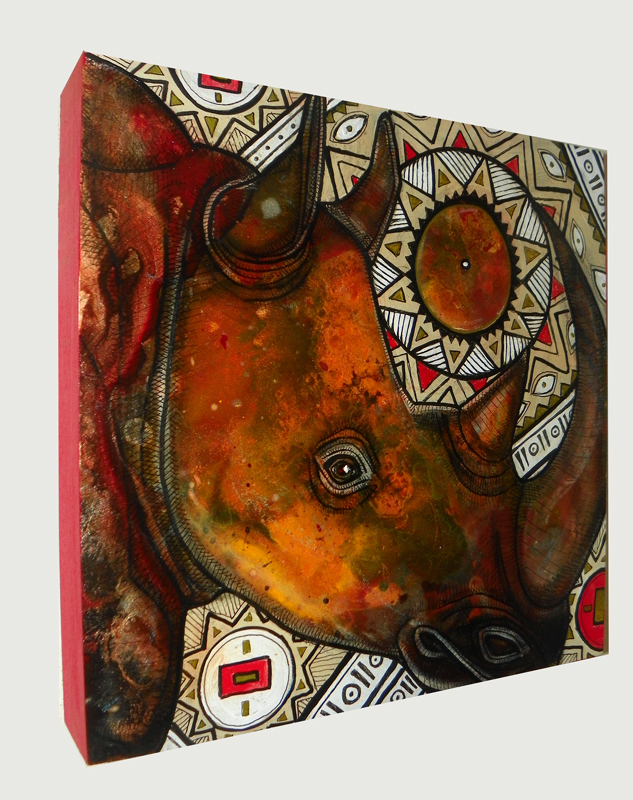 rhinoceros african wildlife art