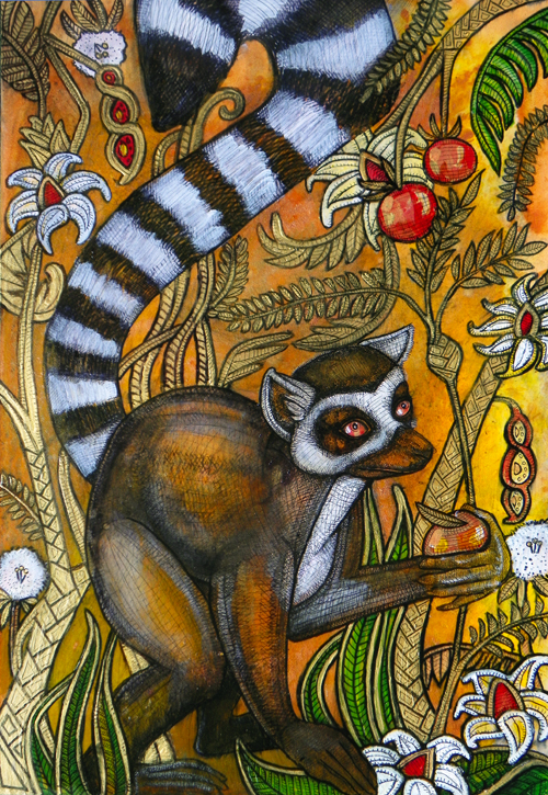 ring tailed lemur painting