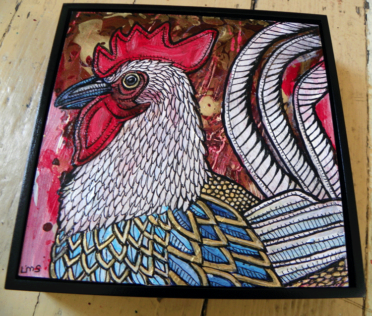 miniature chicken painting