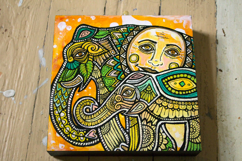 painted indian elephant art