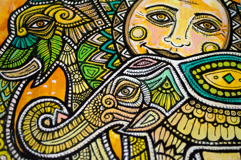 painted indian elephant art