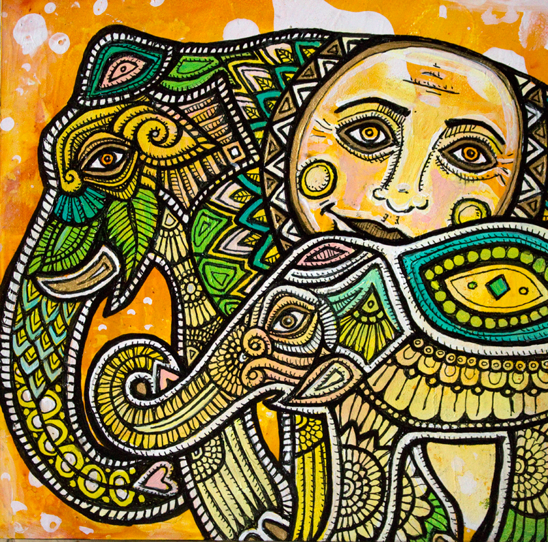 painted indian elephant art