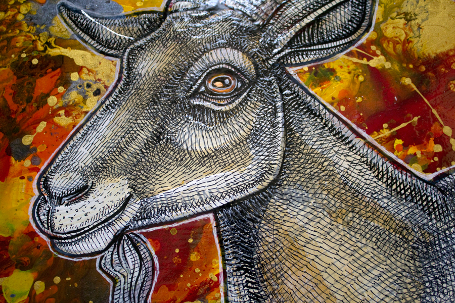 goat farm animal art