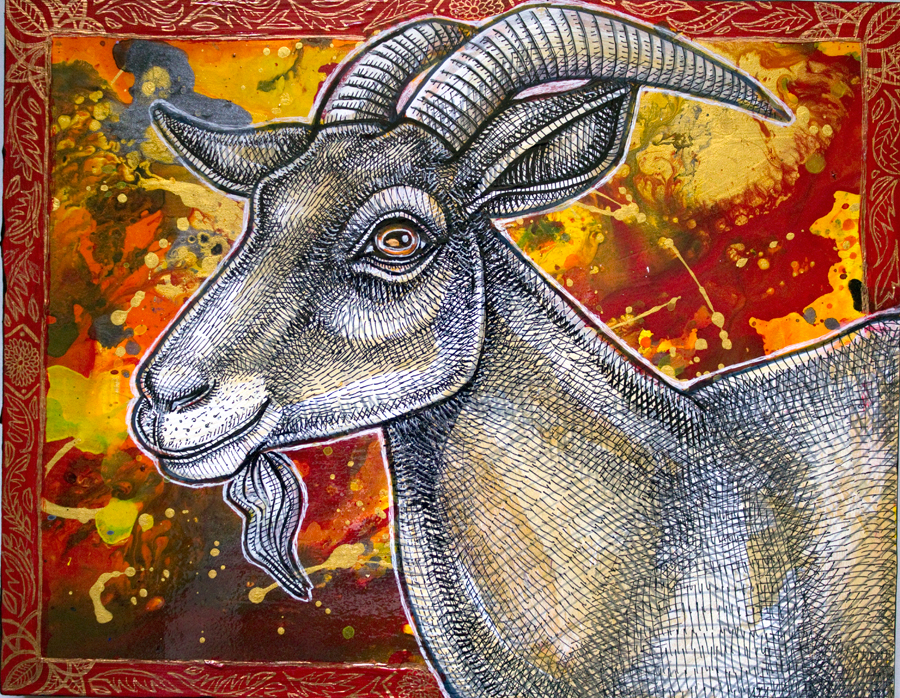 goat farm animal art