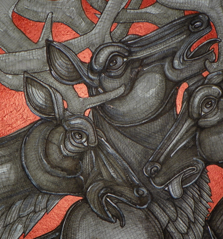 detail of Three Stags Artwork by Lynnette Shelley