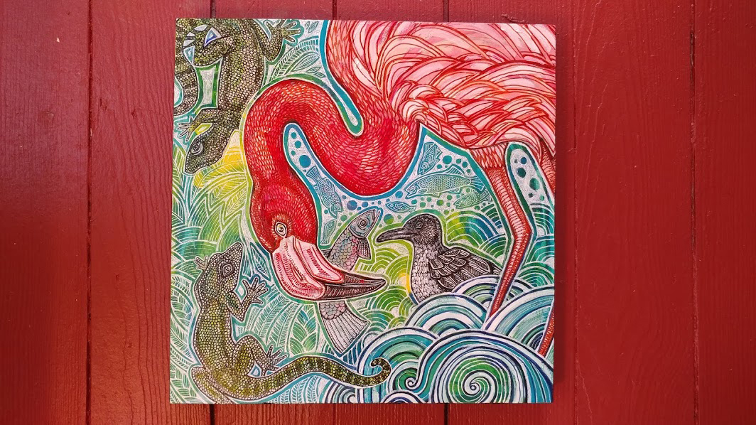 flamingo beach art