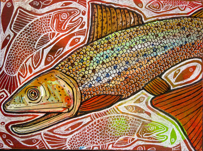 trout fish fishing art