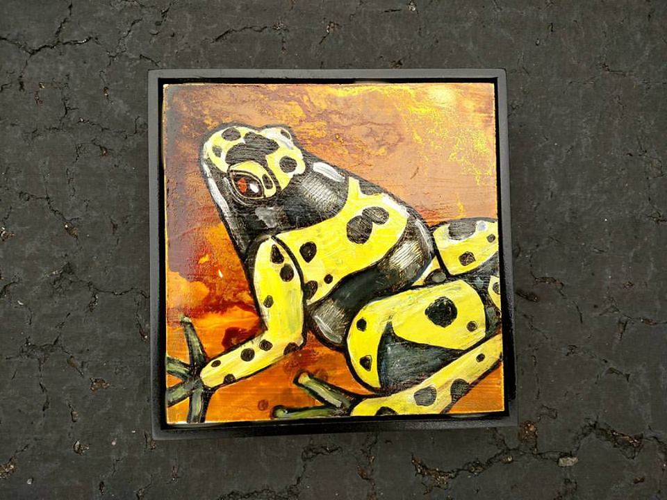 yellow banded poison dart frog art